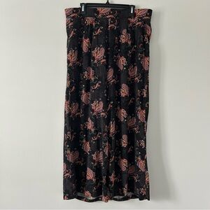 Torrid Black Floral Paisley Challis Wide Leg Pull On Palazzo Viscose Pants 2